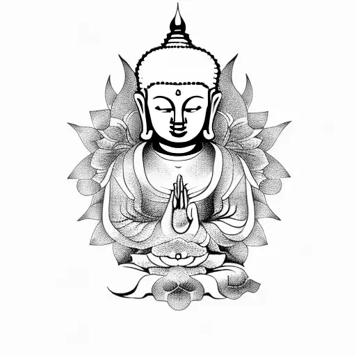 Buddha Con Flor De Loto Y Geometria Sagrada