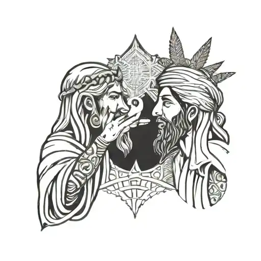 Jesus Christ And Prophet Muhammad Shaking Hands In Peace