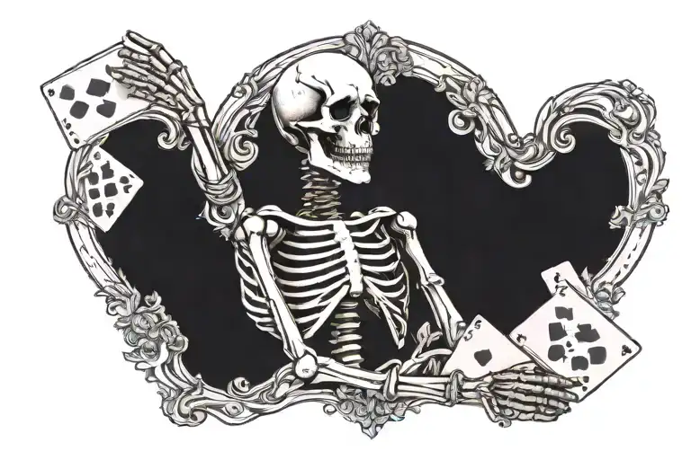 Skeleton Holding Playing Cards