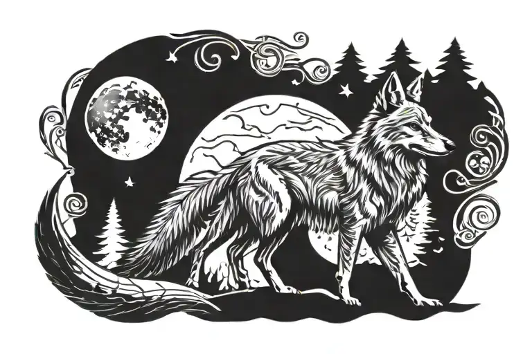 Coyote Howling Moon