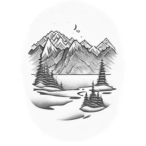 Emerald Lake With Two Mountains On Background