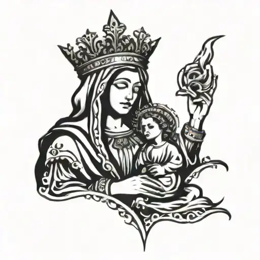 Mama Mary With Crown Surrounded