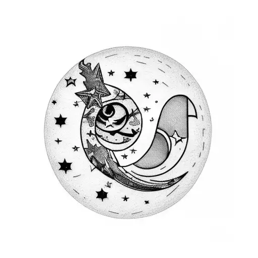 Letter 7 With Stars And Moon