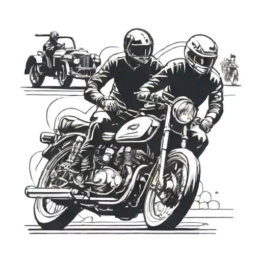 Incorporate A Vintage Car And Motorcycle Racing Together In A Dynamic Composition