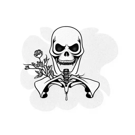 A Friendly Grim Reaper With Flowers