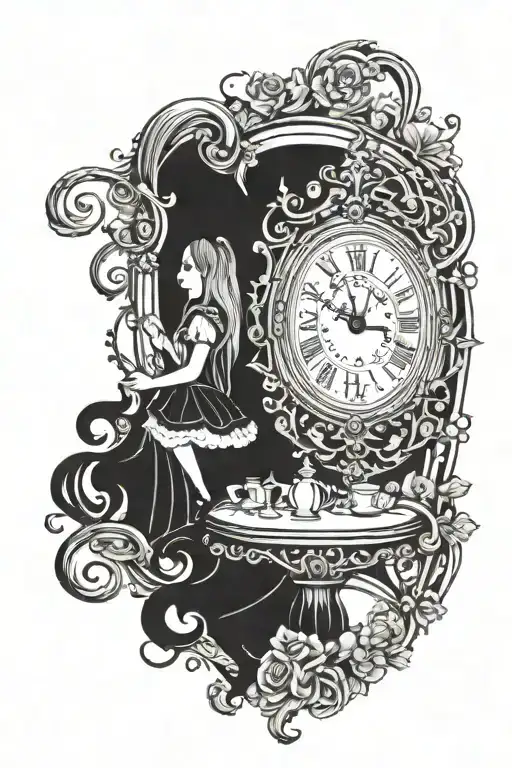 Dark Alice In Wonderland Mirror Half Sleeve