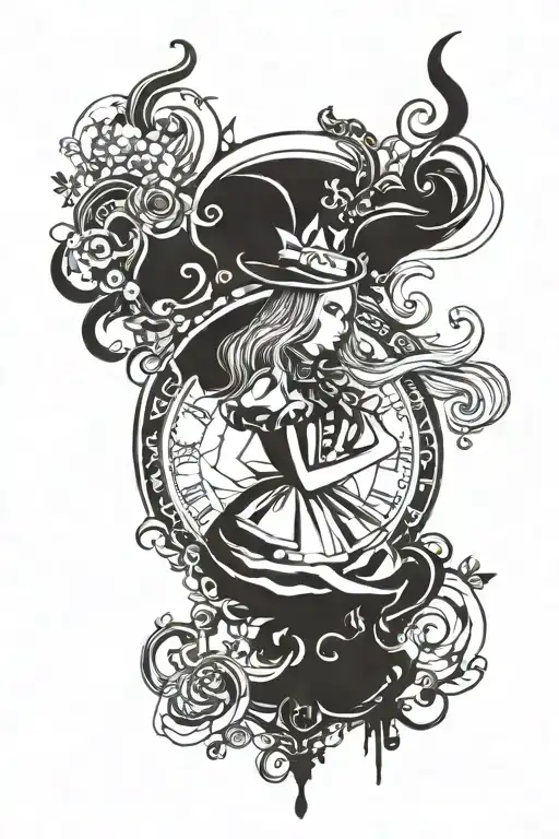 Tattooed Alice In Wonderland Dark Abstract