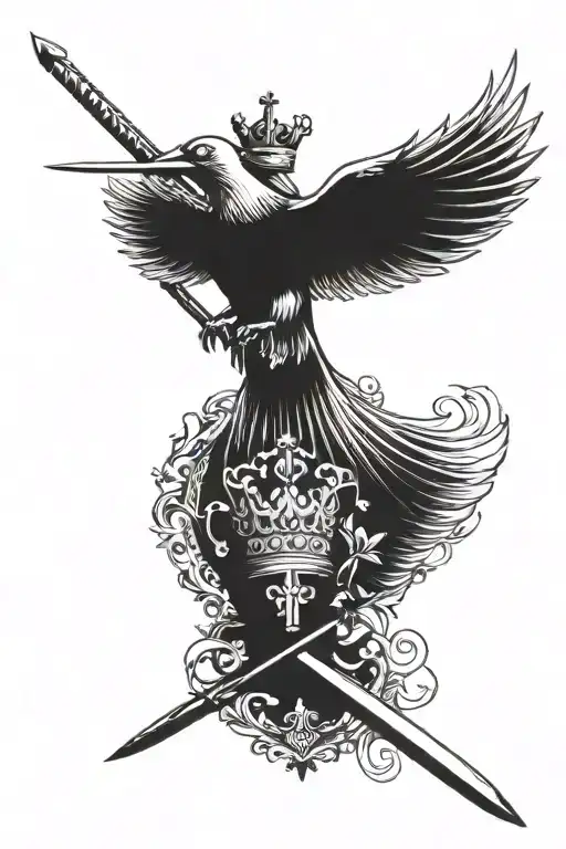 Dove Carrying Sword And Crown