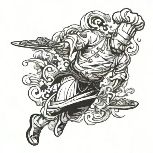 A Tattoo Of A Famous Filipino Chef In A Dynamic Cooking Pose