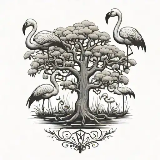 Scary Family Tree Gave Yard Flamingos Retro