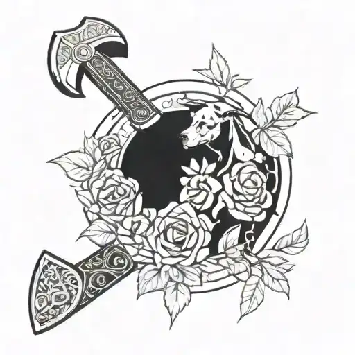 Odin Symbolism And Great Dane Axe Made From Roses