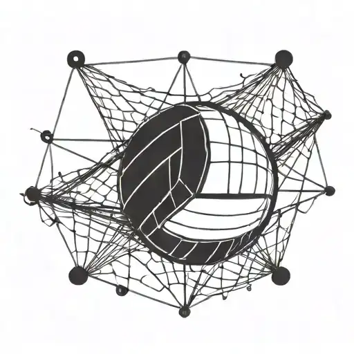 Abstract Volleyball Net Intertwined With Medical Symbols