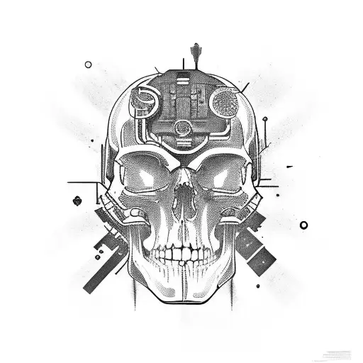 Cyberpunk Style Skull And Moterbike