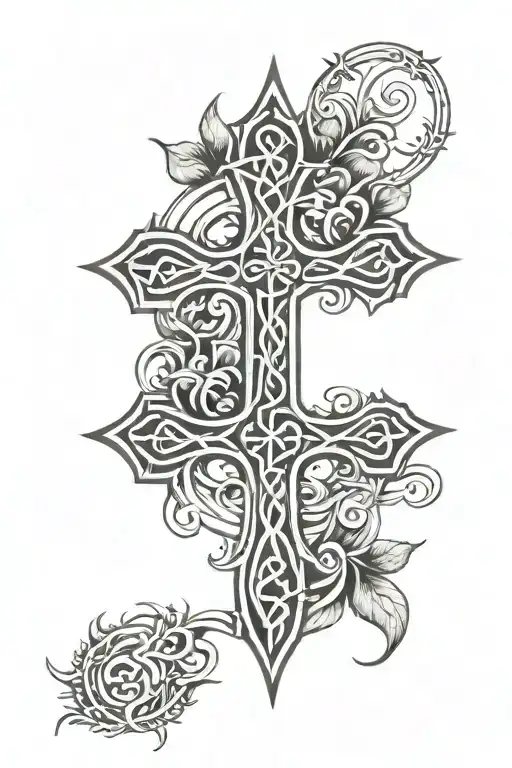 Black Celtic Cross Simple Outline