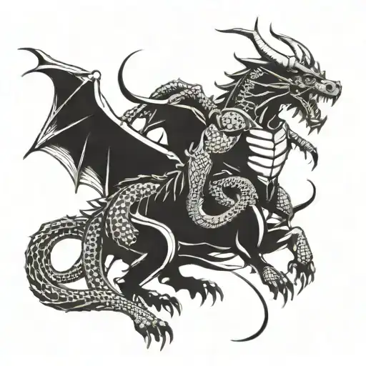 Dragon Fighting A Minotaur