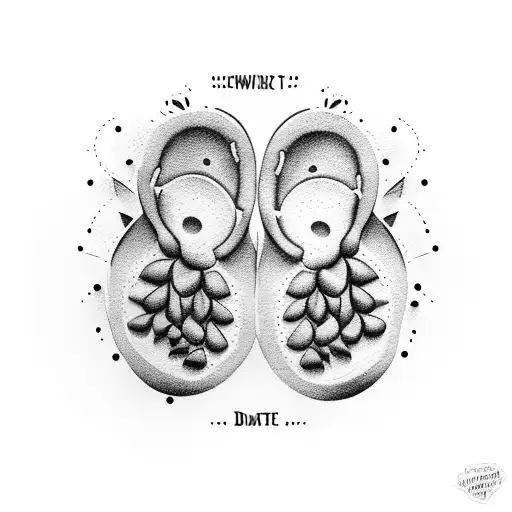 Newborn Foot Print With Date Surrounded By Bees