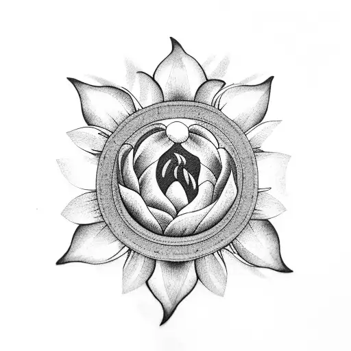 Tulip And Sunflower With Date In The Middle