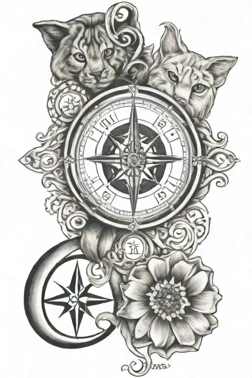 Infinity Symbol With A Pawprint And Compass And The Names Lola And Luna Intertwined