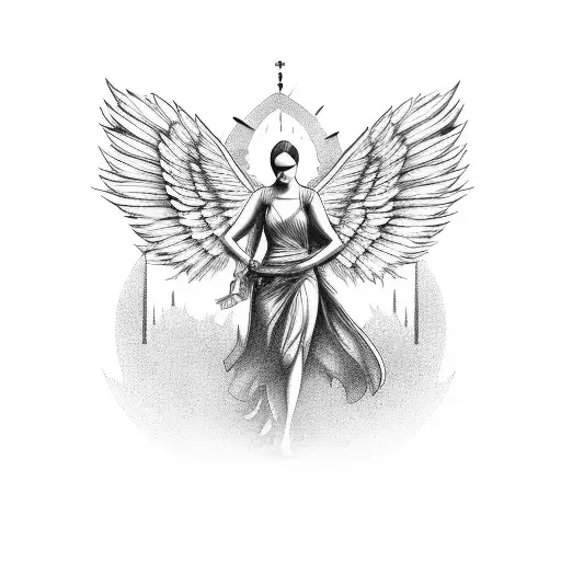 Angel Female Backside With Heaven Stairs