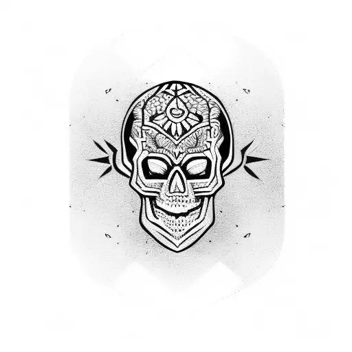 Tile-patterned Skull Outline