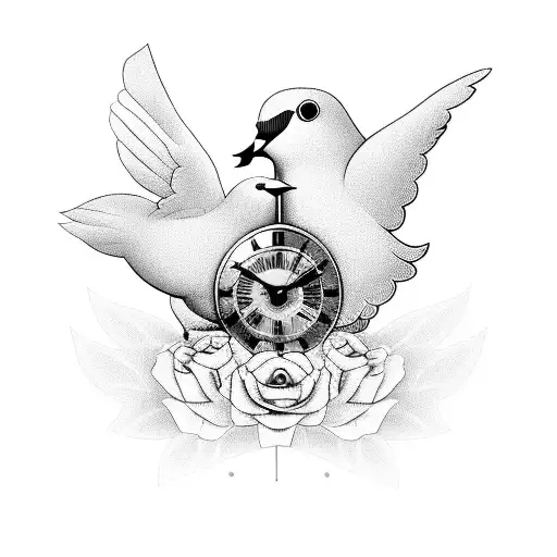 Doves With Clock With Tombstone With October 1 2016