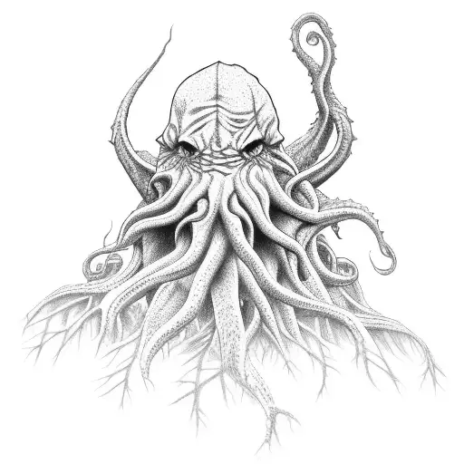 Cthulhu Treebeard Hybrid Rising From Forest Lake