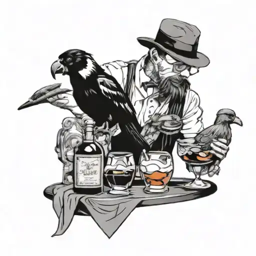 A Bartender Mixing Drinks With A Magpie And Mini Schnauzer As Customers