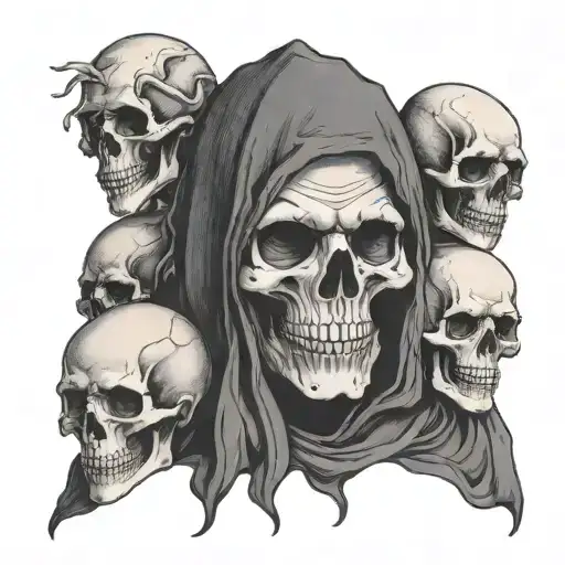 Ghost With Some Skulls Representing Dark Periods