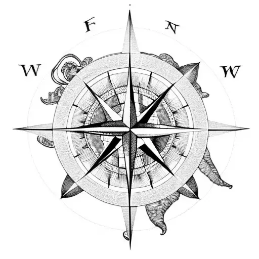 Compass Rose With Magic Mushrooms