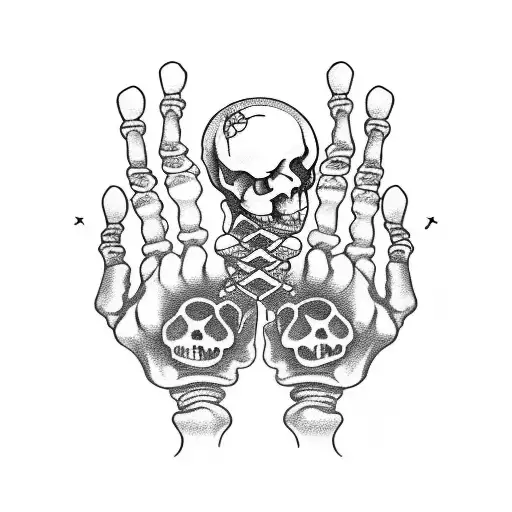 Skeleton Hand Holding Hourglass Showing Middle Finger