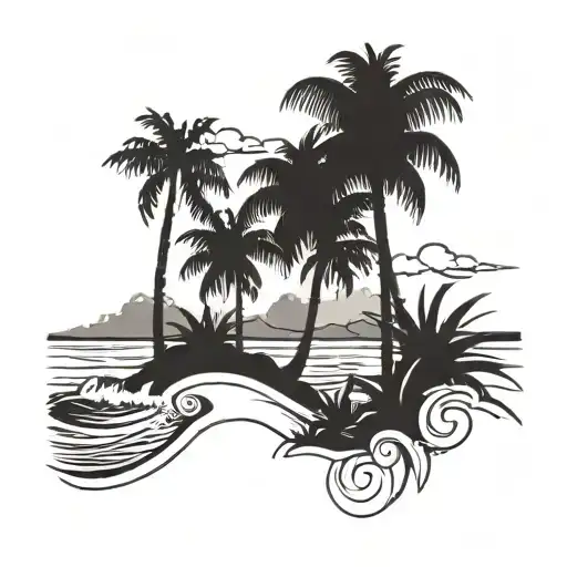 Beach Scene With Palm