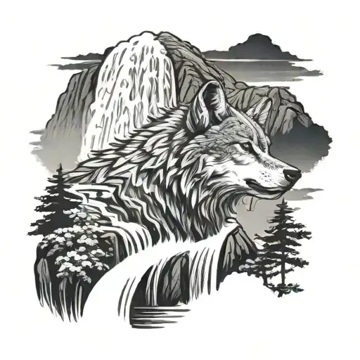 A Wolf Howling At A Waterfall In Mexico