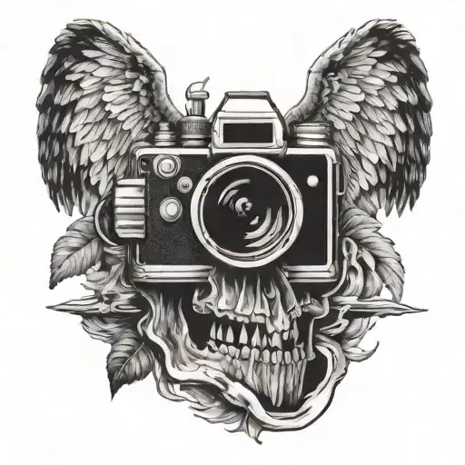 A Filmmaker's Camera Morphing Into A Skull With Wings