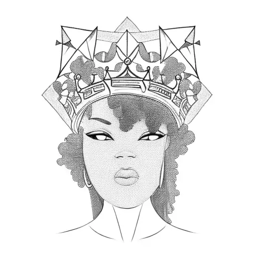 Just Get A Black Woman With Her Head Bow Down With Crown With Couple Nature Behind Her