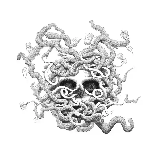 Medusa Head With Roses And Vines