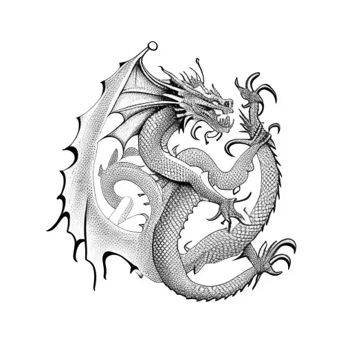 A Dragon Coiling Around A Stack Of Books