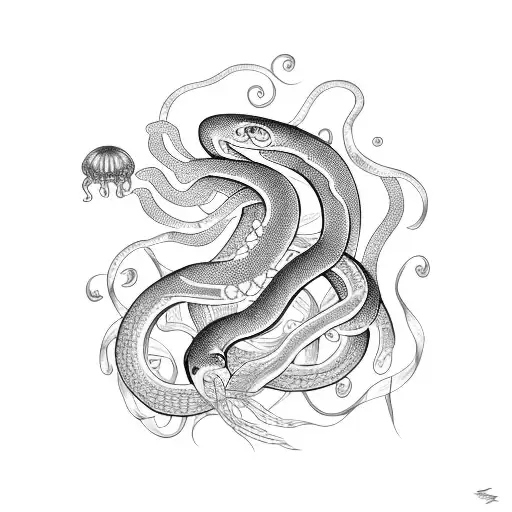 Snake With Jellyfish And Bamboo Shark