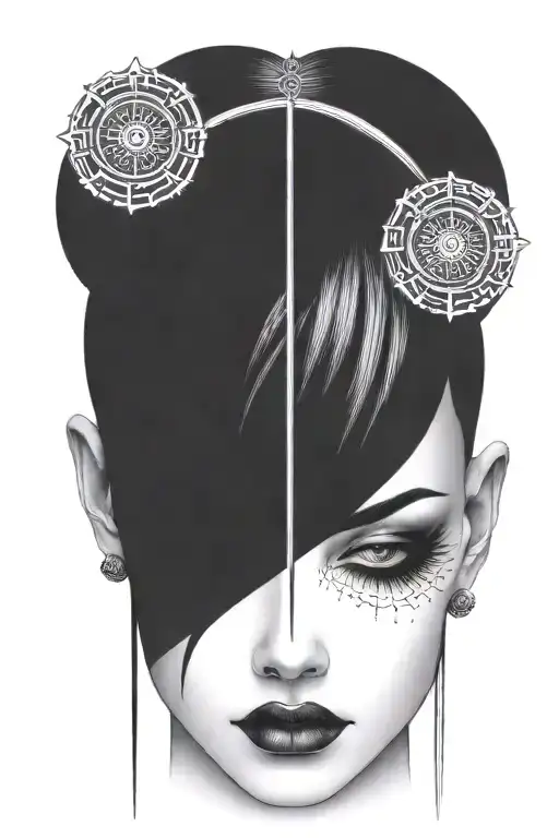 Impaled Head Of A Woman With Black Eyes