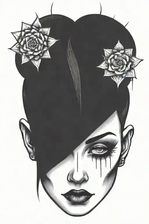 Impaled Head Of A Woman With Black Eyes