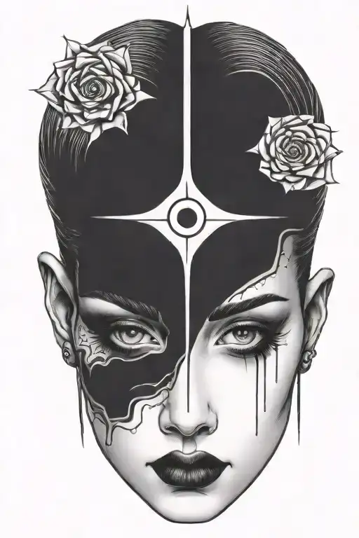 Impaled Head Of A Woman With Black Eyes