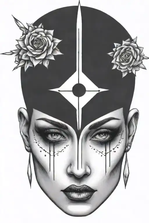 Impaled Head Of A Woman With Black Eyes