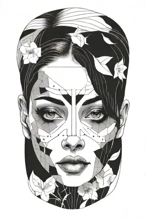 Head Of A Woman With Solid Black Eyes Simple