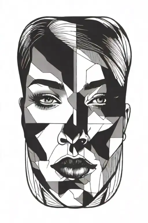 Head Of A Woman With Solid Black Eyes Simple