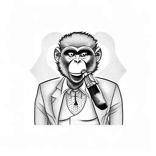 Mafia Boss Monkey Smoking A Cigar