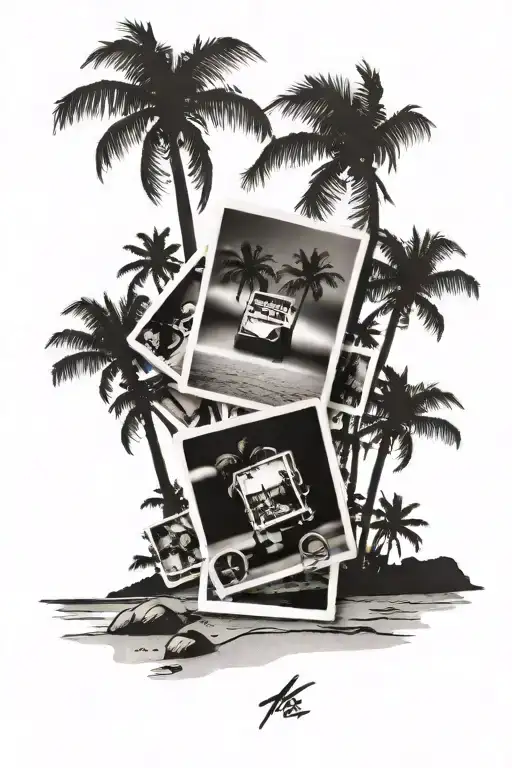 Polaroid Pictures Of Vacation Pictures Beach And Palm Trees
