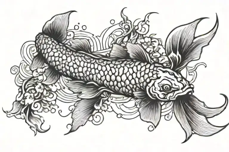 Vangogh Style Koi Fish Swimming