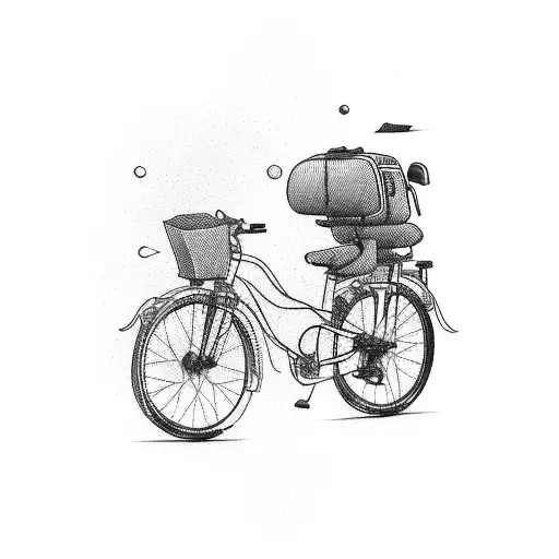 Bike With Travel Backpack Driving On A Nigiri