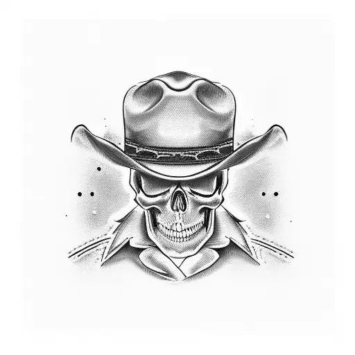 Skull With Cowboy Hat In Whiskey Glass