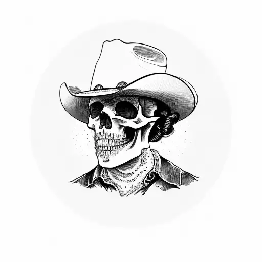 Skull With Cowboy Hat Inside Whiskey Glass