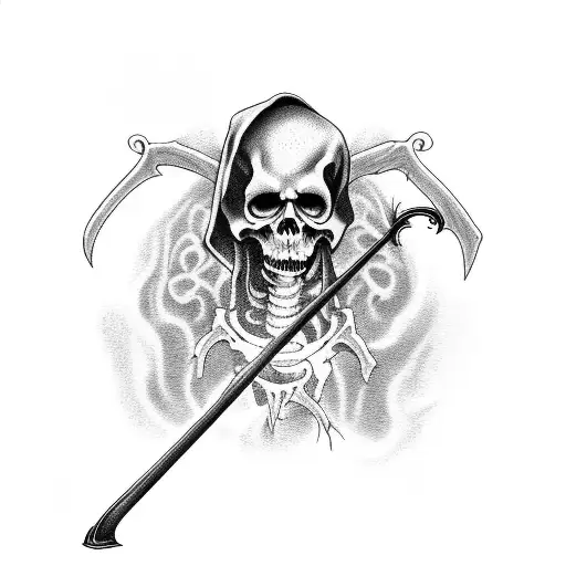 Grim Reaper Holding Scythe Facing Me Scary